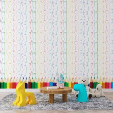 Imagem de Rolo Papel Adesivo De Parede Infantil Lápis Coloridos Bebê - Final Dec