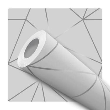 Imagem de Papel De Parede Adesivo Geométrico Cinza E Prata Quarto Sala 12m - Baz