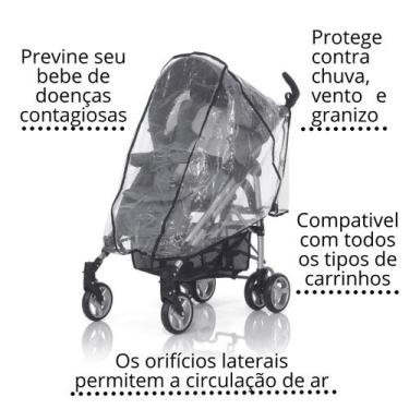 Imagem de Capa de chuva para carrinho de bebe universal proteção - MBBIMPORTS,  