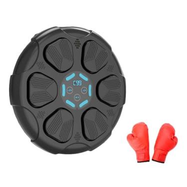 Imagem de Deevoka Máquina de boxe de música eletrônica Almofada de boxe Crianças Adultos Alvo de reação iluminado Alvo de boxe de música para Sanda Karate Uso doméstico, Luvas Pretas para Criança