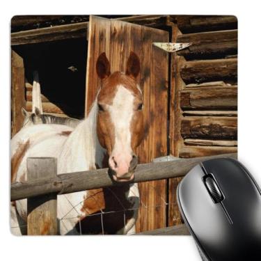 Imagem de 3dRose Mouse pad LLC 20 x 20 x 0,25 polegadas, cavalos salmão idaho dos EUA no celeiro de madeira Gerry Reynolds (mp_90099_1)