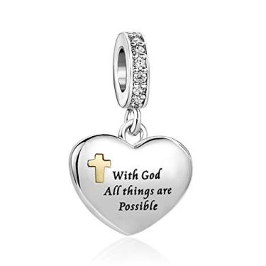 Imagem de MiiFort Berloque de coração com versículos da Bíblia compatível com pingentes Pandora Momentos Pulseiras Cruz Religião Cristã Jesus Isaías Mateus, One Size, Cobre, Sem Pedra Preciosa