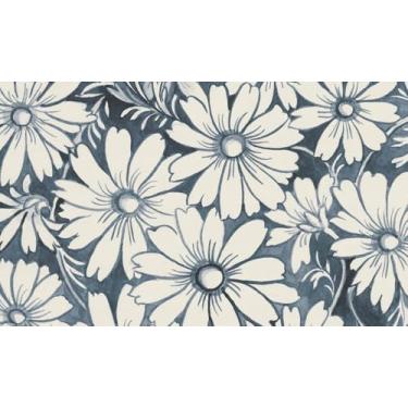 Imagem de MailWraps Coleção Floor Flair, floral de tinta em índigo, 8 x 1,5 m, vinil durável à prova d'água e resistente a manchas, tapete de área interna, revestimento protetor de piso, decoração de interiores