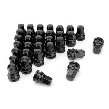 Imagem de VODCACA 32 Peças Parafusos de Roda Pretos M14X1.5 Adequados para Ford F-250 F-350 2017-2022, Cromo 21 Mm Hex, Substituição # Hcpz-1012-B Hcpz-1012-A Porca de Roda Oem com Arruelas Anexadas