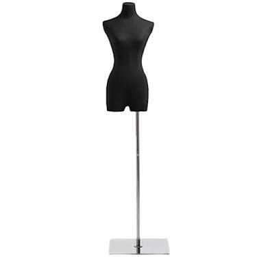 Imagem de Multiuso Manequim de superfície de serapilheira pequeno esterno clavícula manequim corpo meio corpo manequim feminino com suporte de metal para exibição de janela Janela