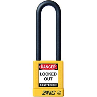 Imagem de Cadeado de segurança ZING 7055 Recyclock, com chave semelhante, manilha de 7,6 cm, corpo de 4,5 cm, amarelo