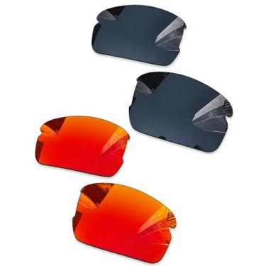 Imagem de Combine8 2 pares de lentes de reposição ploarizadas para óculos de sol Oakley Flak 2.0 OO9295 - preto + vermelho fogo