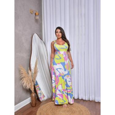 Imagem de Vestido Longo Regata Estampado Laço nas Costas - luh may, Azul, P