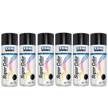 Imagem de Kit 6 Tintas Spray Preto Brilhante 350ml - Tekbond