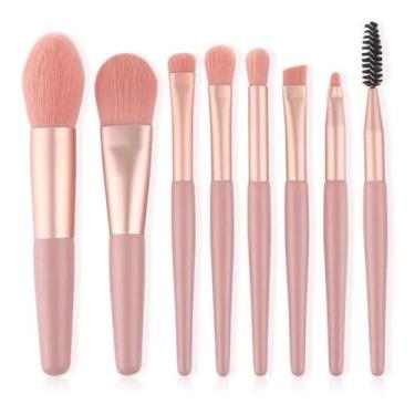 Imagem de Kit 08 Peças Pincéis De Maquiagem Profissional Contorno Delineador Pó 