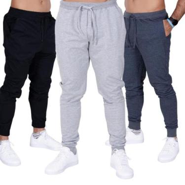 Imagem de Kit 3 Calça Masculina Academia Moletom Esportiva Plus Size Fristyle, P