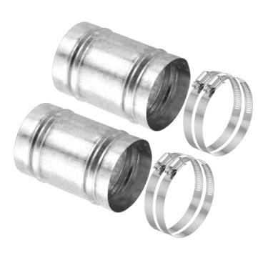Imagem de PATIKIL Conector de duto de 6,9 cm, 2 conjuntos de acoplamento de duto de ferro galvanizado acoplador de ventilação secador acoplamento de tubo conector de extensão de mangueira com braçadeiras de