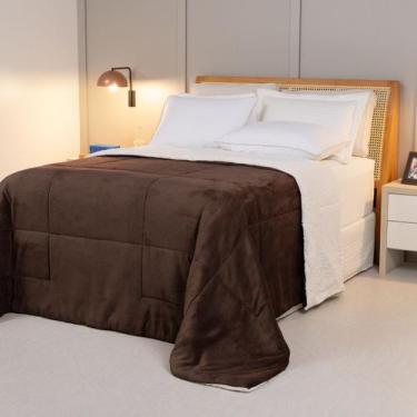 Imagem de Cobertor KING dupla face sherpa manta fleece matelasse - SAFIRA ENXOVA