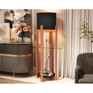 Imagem de Luminária Abajur De Chão Bivolt Austria Com Pés De Madeira Maciça  - M