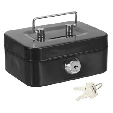 Imagem de PATIKIL SAFECaixa de dinheiro pequena, mini cofre cofre cofrinho cofrinho caixas de economia de dinheiro com chaves para relógios de dinheiro joias itens pessoais, preto