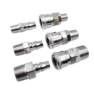 Imagem de LBY Kit de acoplador de ar e plugue, acessórios de mangueira de ar, conector pneumático de compressor de ar industrial tipo C, kit de acessórios de conexão rápida SM20/30/40+PM20/30/40, pacote com 6