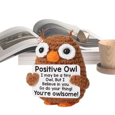 Imagem de Animais positivos de crochê, suporte emocional de crochê - Animais de crochê motivacionais engraçados de coruja,Boneca de suporte de brinquedo de apoio emocional bonito para mesas prateleiras mesas d