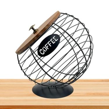 Imagem de Organizador do CAVO, suporte de cápsula de café,Cestas de cafeteira de ferro com tampa | Decoração de desktop, tigela de frutas, suporte de armazenamento de lanches de metal, suportes de café para ban