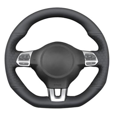 Imagem de MEWANT Capa de volante costurada DIY para Golf 6 (VI) GTI 2009-2014/Polo GTI 2014/Polo (R-Line) 2014/Scirocco 2009-2014/CC (R-Line) 2014-2018/Tiguan (R-Line)