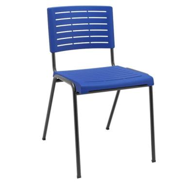 Imagem de Cadeira Empilhável Fixa Escritório Multiuso Base Preta Kimi P03 Azul - Lyam Decor
