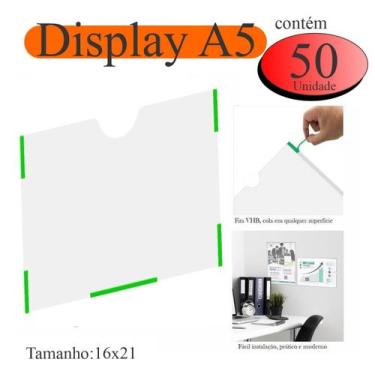 Imagem de 50 Display a5 expositor folhas quadro aviso parede PET HORIZ - INDÚSTR