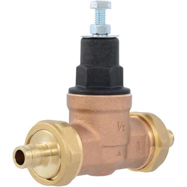 Imagem de Cash Acme Válvula reguladora de pressão EB45, união dupla, expansão de 1/2 polegada, parte superior de poliéster, 60 PSI, PVA08P-DUEX-60