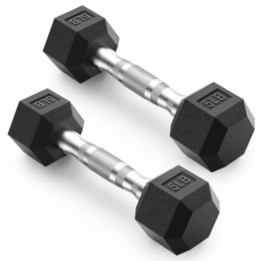 Imagem de PAPABABE Conjunto de 2 pares de halteres de 2,3 kg, pesos de mão de 2,3 kg para mulheres e homens em casa, conjunto de halteres gratuitos para equipamentos de ginástica em casa, Pesas Mancuernas para