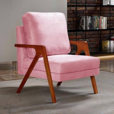Imagem de Poltrona Kiara Decorativa Moderna Confortável Sala Recepção Flecha Rosa