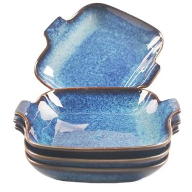 Imagem de LIUYWYHCF Conjunto de 2 pratos de assadeira gratinados Ceramics Au Gratinados, Assadeiras de Assar, Ramequins de 297 g, para forma de torta, aperitivo, torta, sobremesa, quiche, forno pequeno prato