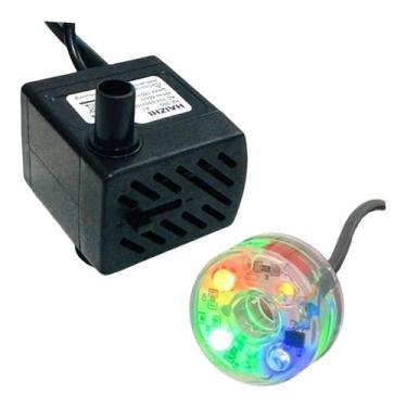Imagem de Motor Bomba Submersa Bombinha Fonte Água + Luminária Com Led - Equilíb