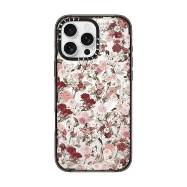 Imagem de CASETiFY Capa Impact para iPhone 16 Pro Max [proteção contra quedas de grau militar de 2,5 m 4X/compatível com Magsafe] - Vintage Flower Monday - Preto transparente