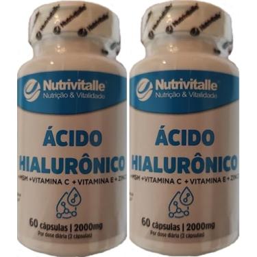 Imagem de Ácido Hialurônico + MSM + Vitamina C + Vitamina E + Zinco Nutrivitalle 60 Cápsulas Kit 2 Unidades