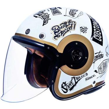 Imagem de Capacete Smk Retro Custom Aberto Jet Tracker Branco Preto