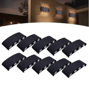 Imagem de Kit 10 Arandela Meia Lua Led 8w 8 Fachos Ip66 Bivolt 3000k (Preto)