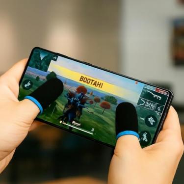 Imagem de Kit 12 Luva De Dedo Gamer Para Celular/Tablet Fibra de Carbono Anti-Suor Ultrafina Respirável