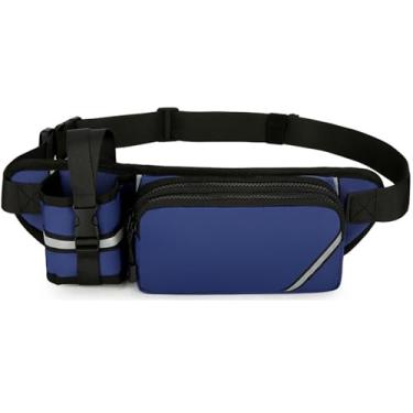 Imagem de Pochete de corrida para homens e mulheres com suporte para garrafa de água, alça ajustável, impermeável, caminhadas, viagens, ciclismo, atividades ao ar livre, Azul, Standard, Utilitário esportivo
