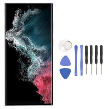 Imagem de Tela de Substituição de 6,8 Polegadas para o for S 22 Ultra Series, Substituição OLED Touch Screen 3D Touch Digitizer e Kit de Reparo Com Impressão Digital de Quadro (Ouro)
