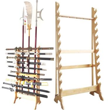 Imagem de Suporte de espada suporte para espadas Katana, suporte para espadas de samurais, ganchos para espadas, posicionamento vertical estável e fácil instalação, suporte para espadas Katana de várias camadas