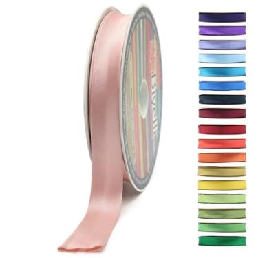 Imagem de Fita de viés de cetim dobrável - 99+ cores - 0,9 cm de largura - 27 jardas - fita dobrável de cetim para encadernação de tecido fita de encadernação para costura de roupas DIY (87. pêssego blush
