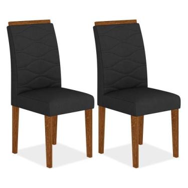 Imagem de Kit 2 Cadeiras Estofadas Everest Comfort Freijó/suede Preto - M.a - A 