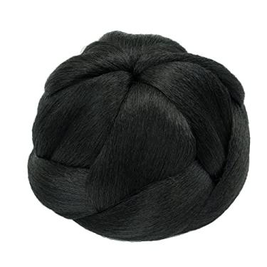 Imagem de IMISSU Cobertura de cabelo trançado chignon dançarina rosquinha apliques scrunchies coque de cabelo peruca updo para mulheres (M1 Preto)