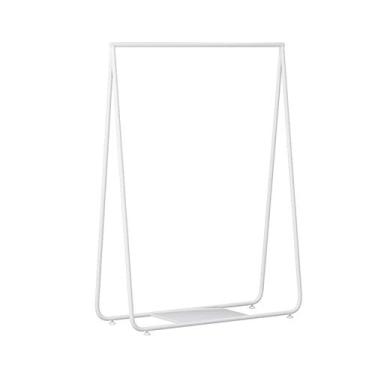 Imagem de Suporte de exibição de metal de trilho único com 1 prateleira de armazenamento, prateleira minimalista para casacos, sapatos, calças, sobretudos, para casa, loja de roupas