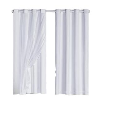 Imagem de Cortina Veda Luz Blackout Blecaute PVC Com Tecido Voil Para Janela e Porta(Branco-280x230)