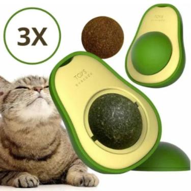 Imagem de Kit 3 Brinquedo Para Gato Abacate Com Catnip Erva Natural Deixa O Gato