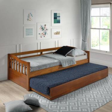Imagem de Sofá Cama Plus com Cama Auxiliar em Madeira Maciça Mv Outlet, Mel