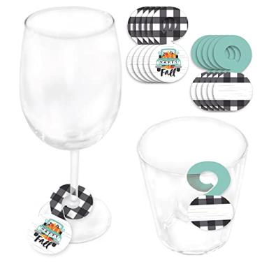 Imagem de Big Dot of Happiness Happy Fall Truck – Marcadores de bebidas de papel para festa de abóbora para copos – Etiquetas de bebida – Conjunto de 24