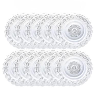 Imagem de Jogo de Pratos Vidro Egípcio Estrela Transparente Jantar Mesa Posta Elegante Decoração luxo Bonito(12 UNIDADES DO PRATO)