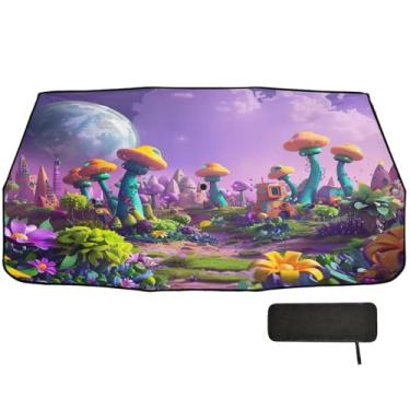 Imagem de Alien Planet Magic Cogumelos Guarda-sol para carro Para-brisa Frontal Bloco UV Cortinas de Janela de Carro 147 x 75 cm Proteção Solar Interior Automotivo