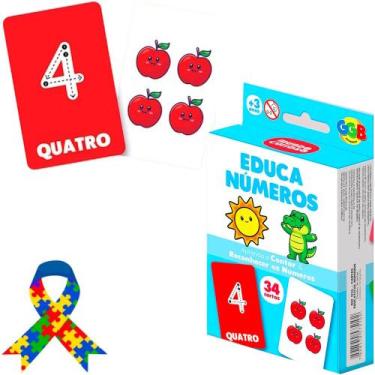 Imagem de Jogo de Cartas Brinquedo Educativo Numeros 34 Cartas - GGB Brinquedos