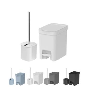 Imagem de Lixeira De Banheiro De Pedal 6l Escova Sanitária Branco - OU